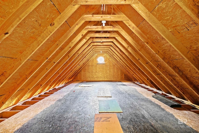 view of unfinished attic