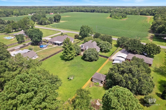 bird's eye view with a rural view