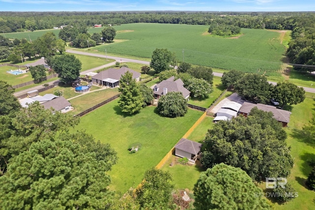 birds eye view of property with a rural view