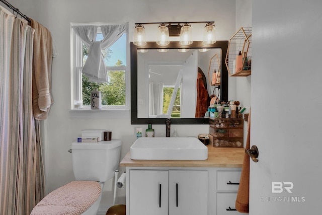 bathroom featuring vanity and toilet