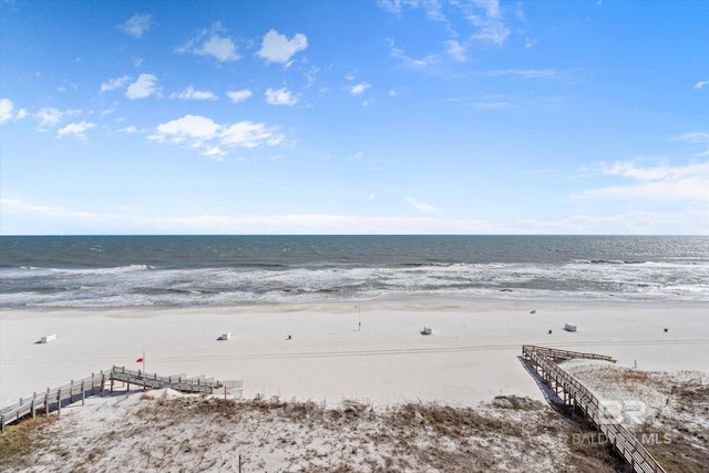 property view of water with a beach view