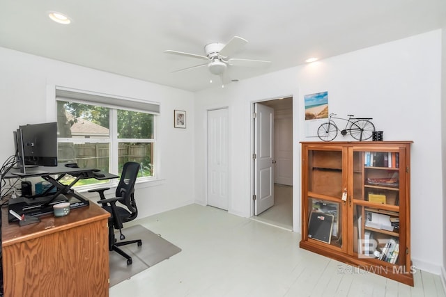 office featuring ceiling fan