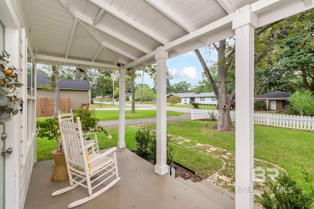 view of patio / terrace featuring covered porch