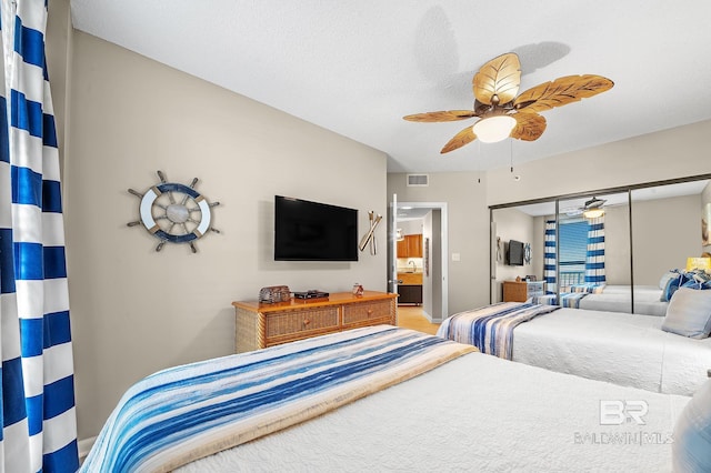 25020 Perdido Beach Blvd Unit 804B, Orange Beach, AL 36561 - bedroom featuring ceiling fan and a closet