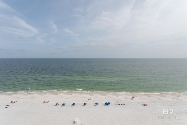 view of water feature with a view of the beach