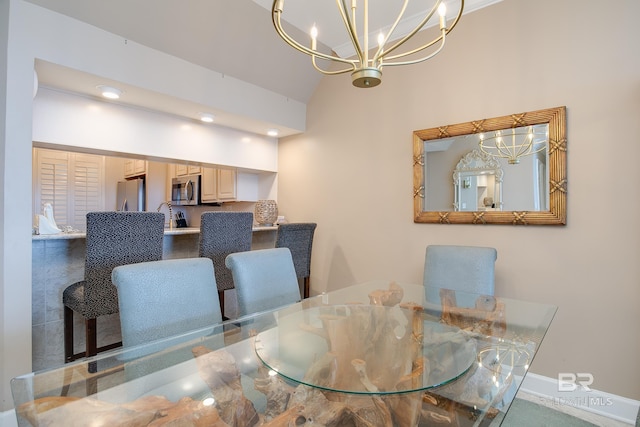 dining room with an inviting chandelier