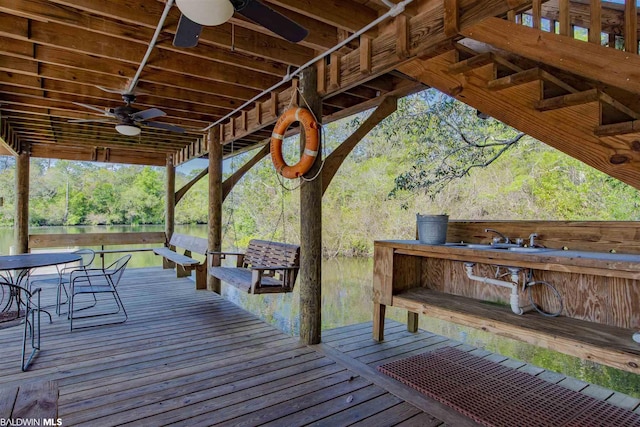 dock area featuring a deck and sink