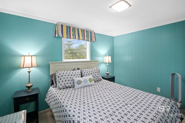 bedroom featuring crown molding