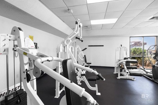 26802 Perdido Beach Blvd Unit 7C2, Orange Beach, AL 36561 - gym with visible vents and a paneled ceiling