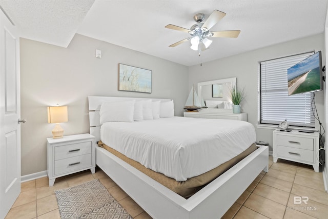 26802 Perdido Beach Blvd Unit 7C2, Orange Beach, AL 36561 - bedroom with baseboards, a ceiling fan, and light tile patterned flooring