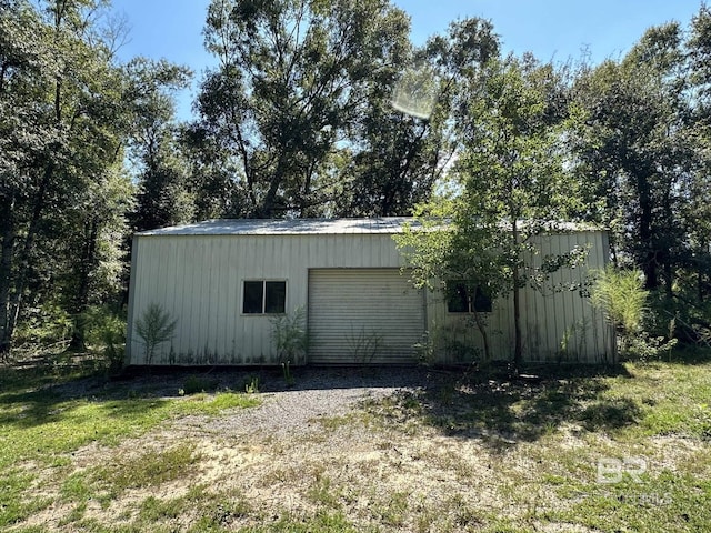 exterior space with a garage