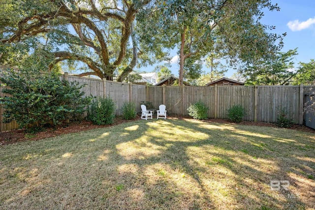 view of yard featuring a fenced backyard