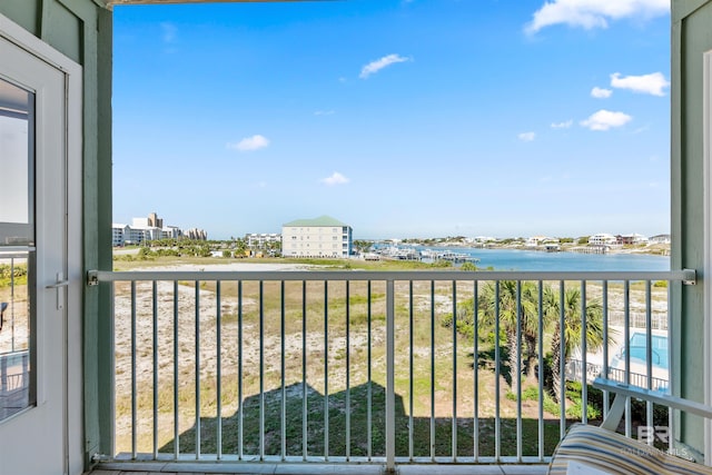 balcony with a water view