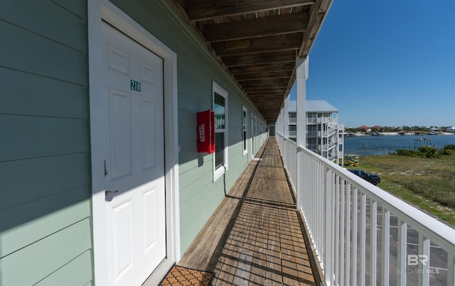 balcony with a water view