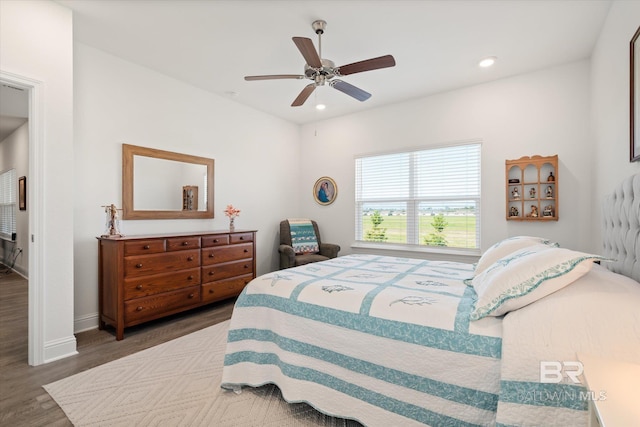 4299 Montague Dr, Gulf Shores, AL 36542 - bedroom featuring wood finished floors, recessed lighting, a ceiling fan, and baseboards