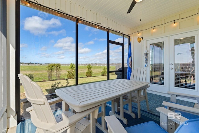 4299 Montague Dr, Gulf Shores, AL 36542 - sunroom / solarium with a ceiling fan, outdoor dining area, and french doors