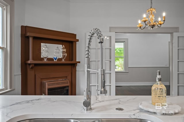 interior space featuring a notable chandelier