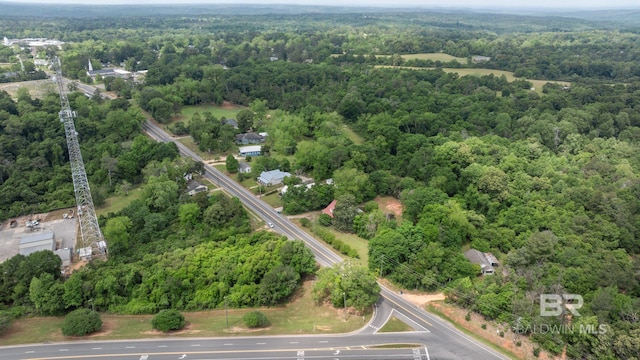 birds eye view of property with a view of trees