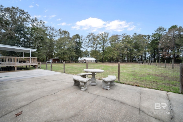 view of patio featuring a wooden deck