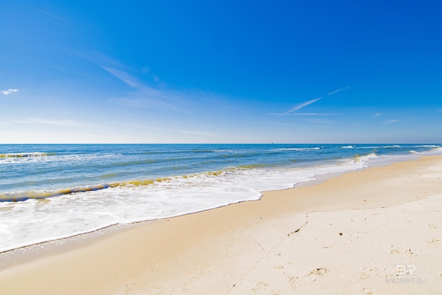 property view of water featuring a view of the beach