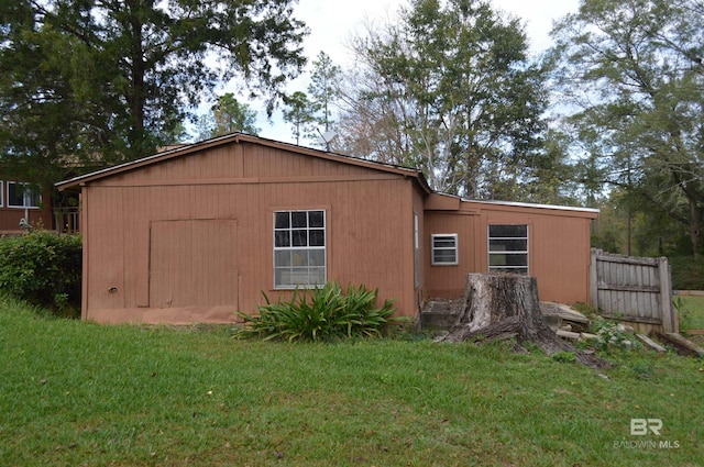 exterior space with a yard