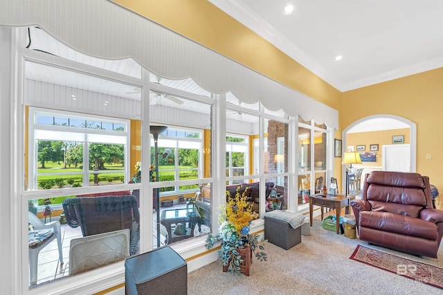 715 Village Dr, Gulf Shores, AL 36542 - living area with carpet floors and ornamental molding