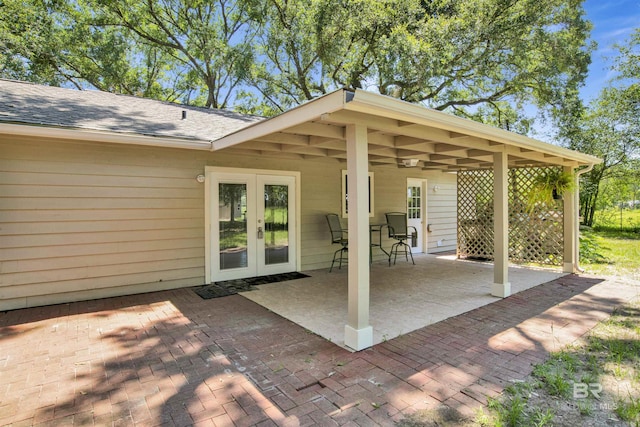 view of patio / terrace featuring french doors