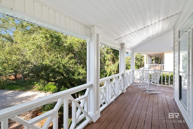 deck with covered porch