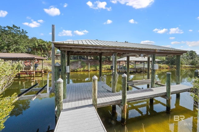 view of dock featuring a water view