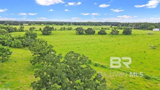 birds eye view of property featuring a rural view