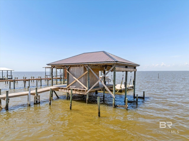 dock area featuring a water view