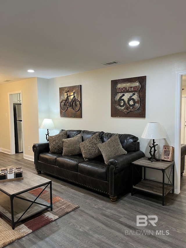 living room with wood-type flooring