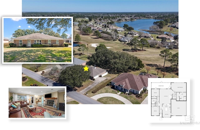 exterior space featuring a water view and a residential view