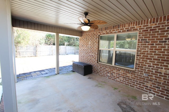 view of patio / terrace featuring ceiling fan