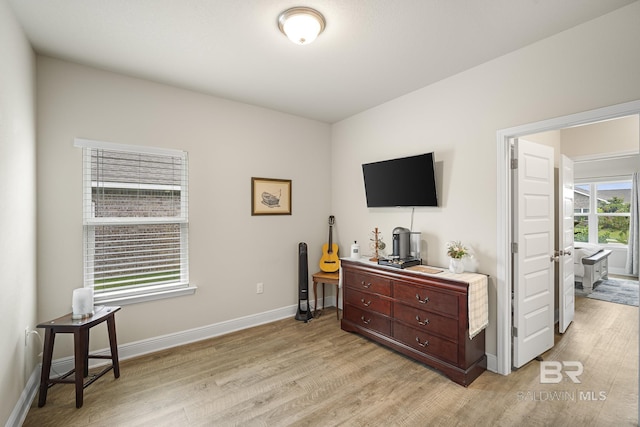 bedroom featuring light hardwood / wood-style flooring