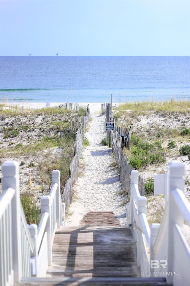 property view of water with a view of the beach