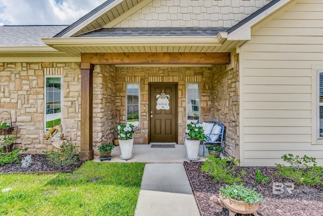 doorway to property with a porch