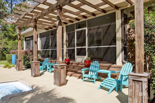 view of patio featuring a pergola