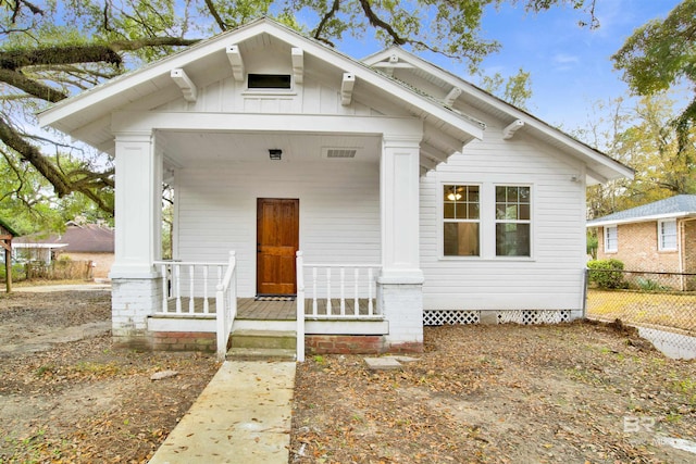 bungalow featuring a porch