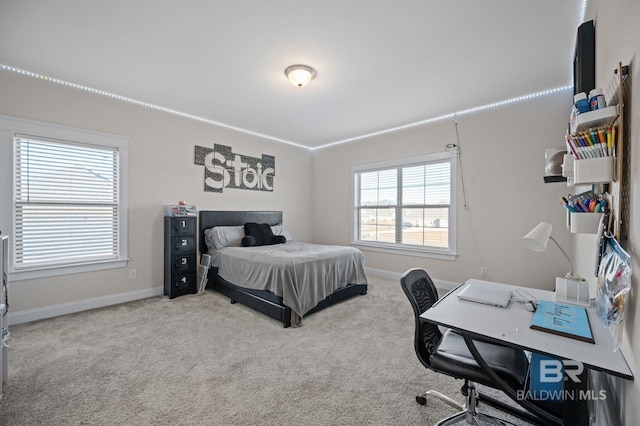 bedroom featuring carpet