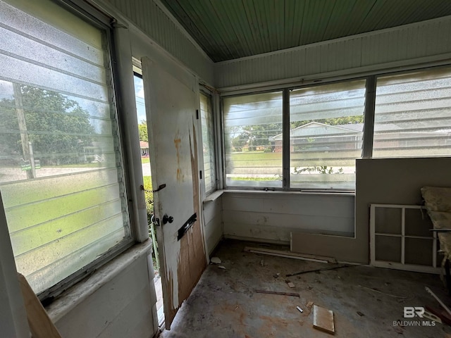 view of unfurnished sunroom