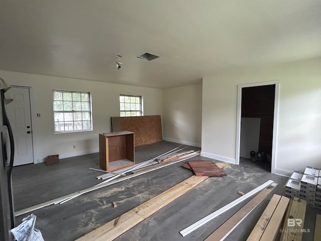 interior space with dark wood-type flooring