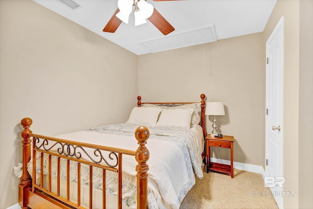 26506 Big Grant Way, Robertsdale, AL 36567 - carpeted bedroom with attic access and a ceiling fan