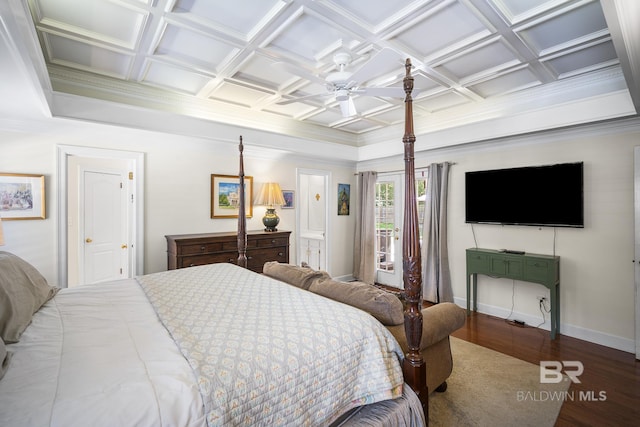 402 Potters Mill Ave, Daphne, AL 36526 - bedroom featuring wood finished floors, coffered ceiling, ornamental molding, and baseboards