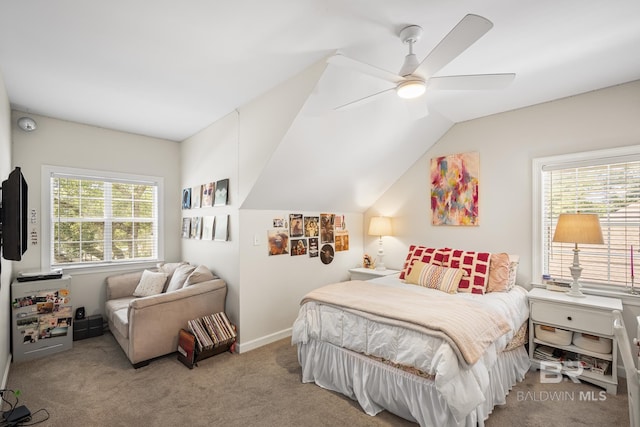 402 Potters Mill Ave, Daphne, AL 36526 - carpeted bedroom with a ceiling fan and vaulted ceiling