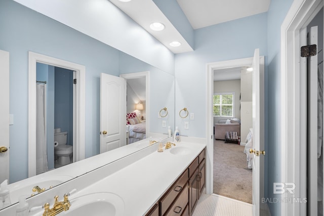 402 Potters Mill Ave, Daphne, AL 36526 - full bath featuring ensuite bath, double vanity, toilet, and recessed lighting