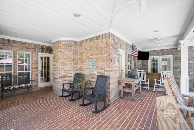 402 Potters Mill Ave, Daphne, AL 36526 - view of patio / terrace featuring a ceiling fan and french doors