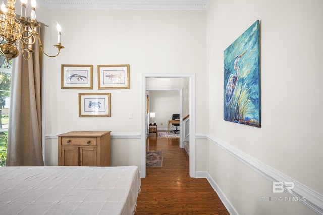 402 Potters Mill Ave, Daphne, AL 36526 - bedroom with dark wood-style flooring and a chandelier