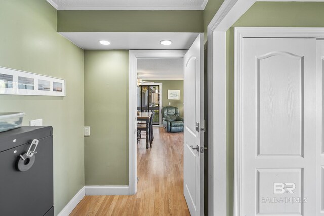 1095 Sea Cliff S Unit 1095, Daphne, AL 36526 - hall featuring ornamental molding, baseboards, and light wood-type flooring