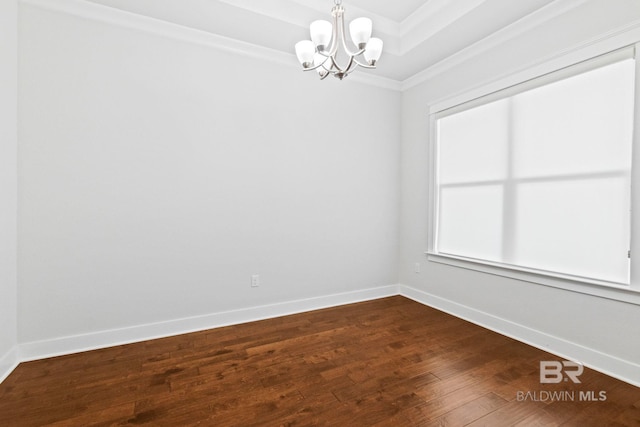 360 Nandina Loop, Fairhope, AL 36532 - unfurnished room with a chandelier, dark wood-type flooring, baseboards, and crown molding